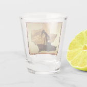 Texas Oil Well Pump Jack Shot Glas (Achterkant)