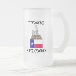 Texas Oilman, Oil Field, Beer Mok, Oil Matglas Bierpul