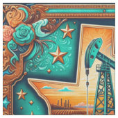 Texas Olie Gas Boorpomp Jack Fabric Stof (Close Up)
