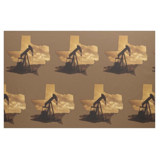 Texas Oliepomp Jack Print Stof 9" Vierkant (Fat Quarter)