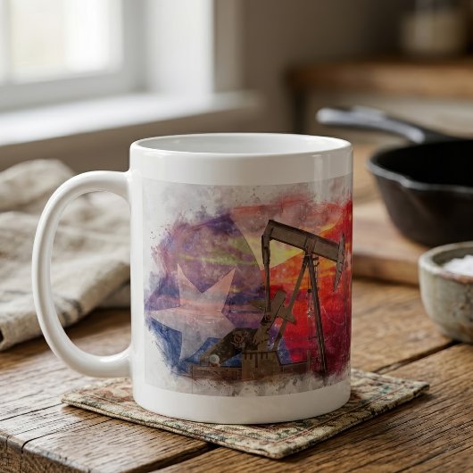 Texas-oliepomp: Lone Star State-erfgoedkunst Koffiemok