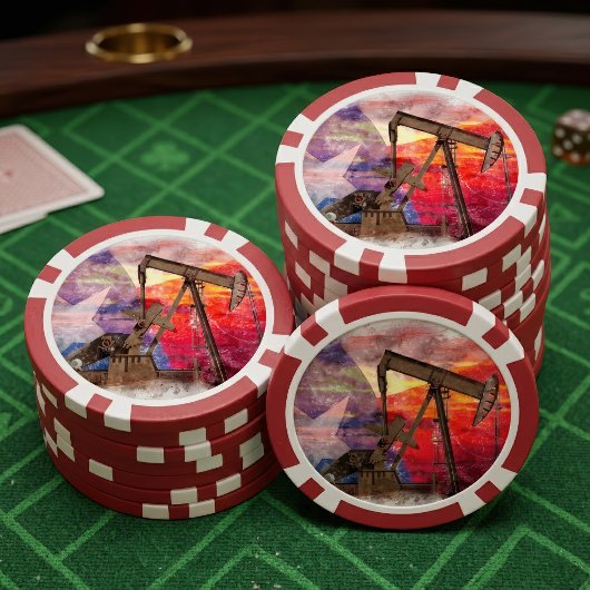 Texas-oliepomp: Lone Star State-erfgoedkunst Poker Chips