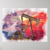 Texas-oliepomp: Lone Star State-erfgoedkunst Poster (Voorkant)