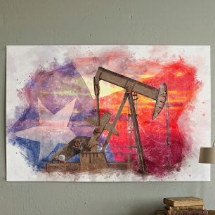 Texas-oliepomp: Lone Star State-erfgoedkunst Poster