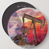Texas-oliepomp: Lone Star State-erfgoedkunst Ronde Button 6,0 Cm (Voorkant /achterkant)