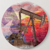 Texas-oliepomp: Lone Star State-erfgoedkunst Ronde Button 6,0 Cm (Voorkant)