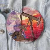 Texas-oliepomp: Lone Star State-erfgoedkunst Ronde Button 6,0 Cm (In situ)