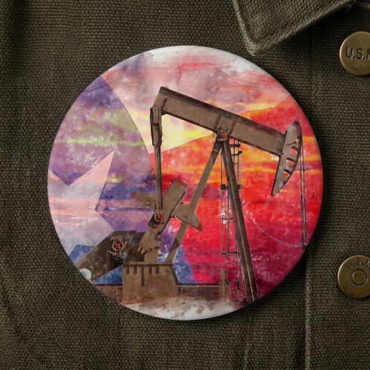 Texas-oliepomp: Lone Star State-erfgoedkunst Ronde Button 6,0 Cm