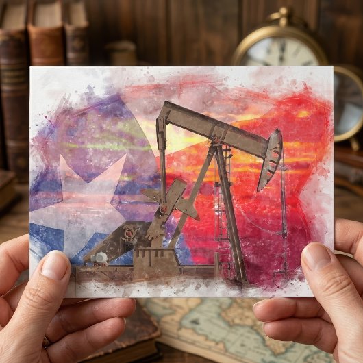Texas Oliepomppomp: Lone Star State-erfgoedkunst Briefkaart