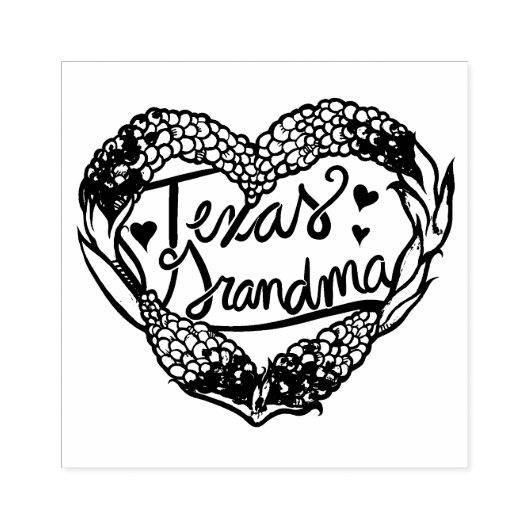 Texas oma Texas Bluebonnets hart Rubberstempel (Afrduk)