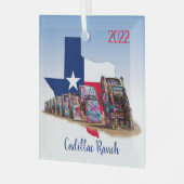 Texas, omtrek & Cadillac Ranch Cars Glas Ornament (Voorkant links)