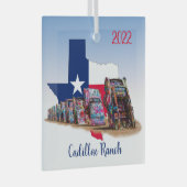 Texas, omtrek & Cadillac Ranch Cars Glas Ornament (Voorkant Rechts)
