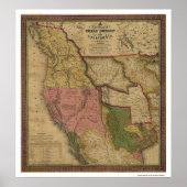 Texas, Oregon & California Map - 1846 Poster (Voorkant)