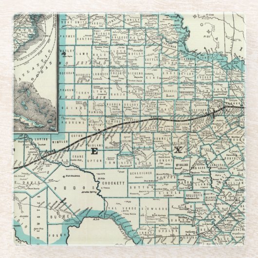 Texas Pacific Railway Glazen Onderzetter (Voorkant)
