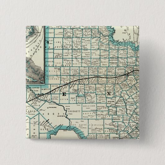 Texas Pacific Railway Vierkante Button 5,1 Cm (Voorkant)