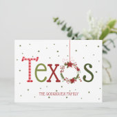 Texas Patronen Letters en Poinsettia Krans Feestdagenkaart (Staand voorkant)