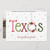 Texas Patronen Letters en Poinsettia Krans Feestdagenkaart (Voorkant / Achterkant)