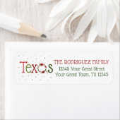 Texas Patterned Letters and Poinsettia Wreath Etiket (Insitu)