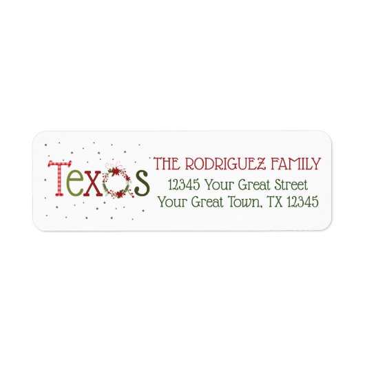Texas Patterned Letters and Poinsettia Wreath Etiket (Voorkant)