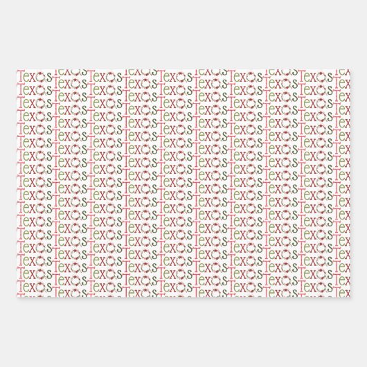 Texas Patterned Letters and Poinsettia Wreath Inpakpapier Vel (Voorkant 3)