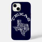 Texas Phone Hoesje Navy Blue Hand schets stijl (Achterkant)