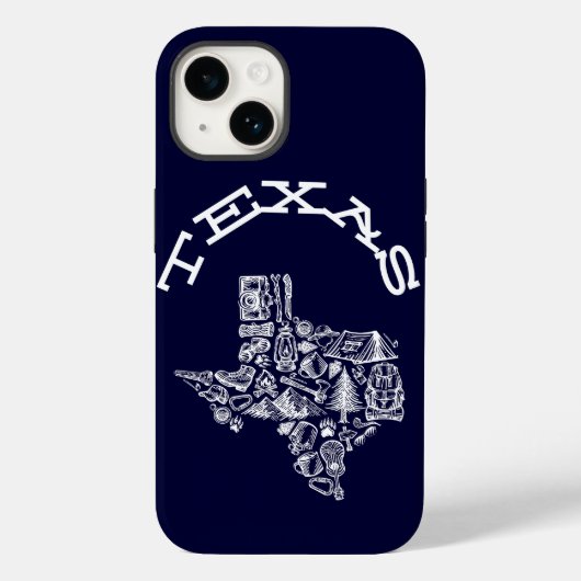 Texas Phone Hoesje Navy Blue Hand schets stijl (Achterkant)