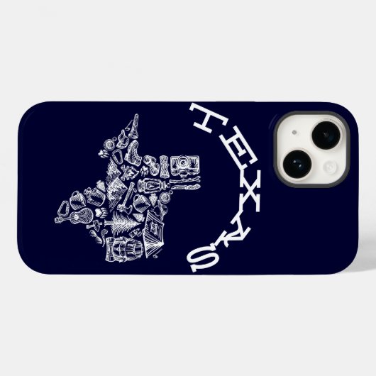 Texas Phone Hoesje Navy Blue Hand schets stijl (Achterkant (horizontaal))
