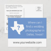Texas Photography Business Marketing Briefkaart (Voorkant / Achterkant)