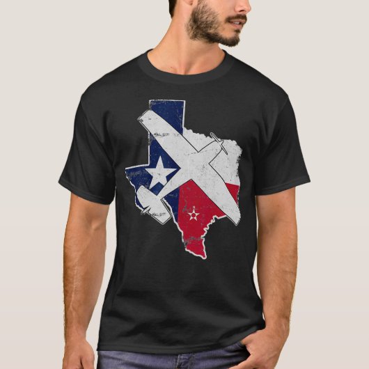 Texas Pilot State Flag C172 Skyhawk Airplane T-shirt (Voorkant)