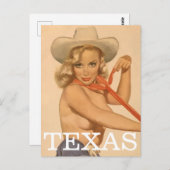Texas  Pin Up girl Briefkaart (Voorkant / Achterkant)