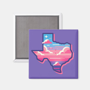 Texas Pink en Blue Cotton Snoep Skies Magneet