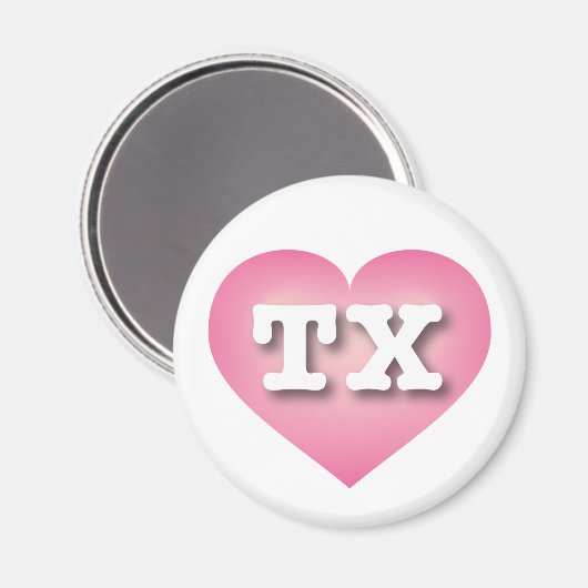 Texas Pink Fade Heart - Ik hou van TX Magneet (Voorkant / Achterkant)