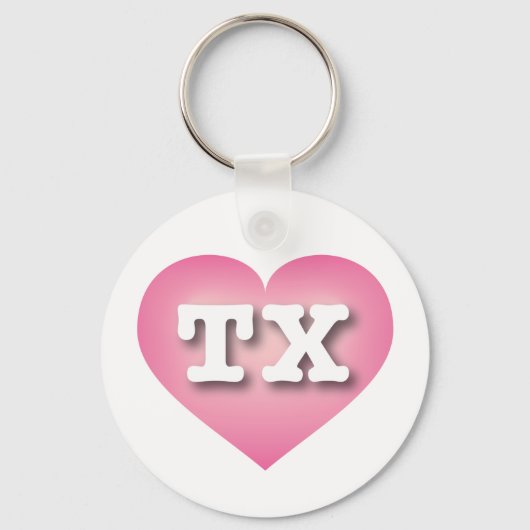 Texas Pink Fade Heart - Ik hou van TX Sleutelhanger (Voorkant)