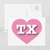 Texas Pink Heart - Ik hou van TX Briefkaart (Voorkant / Achterkant)