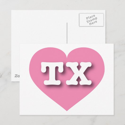 Texas Pink Heart - Ik hou van TX Briefkaart (Voorkant / Achterkant)