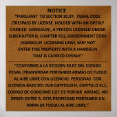 Texas Pistool Law - Adobe - Open Carry Poster (Voorkant)