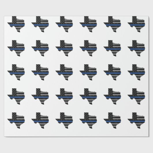 Texas Police Officer Thin Blue Line Cadeaupapier (Vlak)