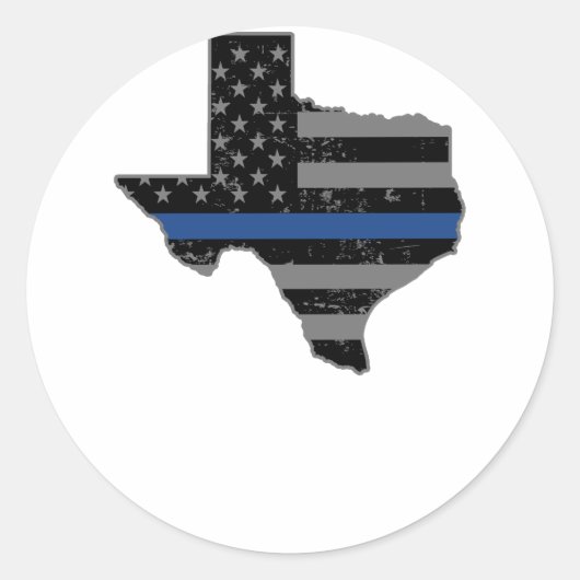 Texas Politieagent Thin Blue Line Ronde Sticker (Voorkant)