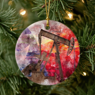 Texas-pompwaterverf met Texas-vlagkunst Keramisch Ornament