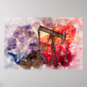 Texas-pompwaterverf met Texas-vlagkunst Poster (Voorkant)
