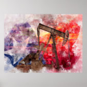 Texas-pompwaterverf met Texas-vlagkunst Poster (Voorkant)