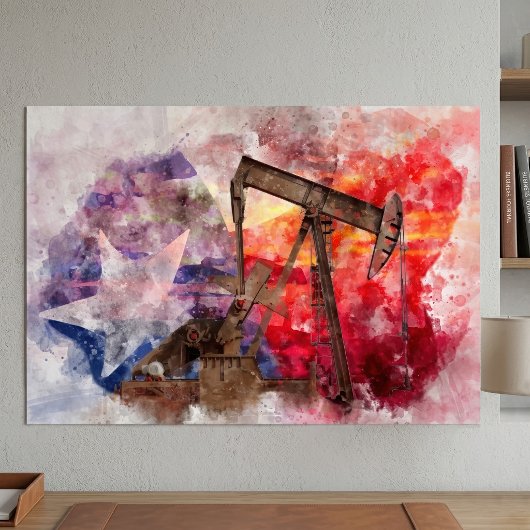 Texas-pompwaterverf met Texas-vlagkunst Poster