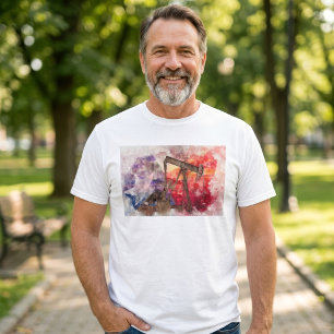 Texas-pompwaterverf met Texas-vlagkunst T-shirt