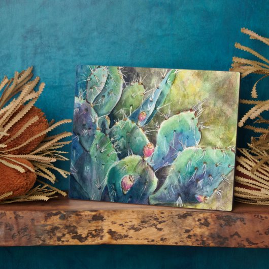 Texas Prickly Cactus - Waterverf Art Print Fotoplaat (Zijkant)