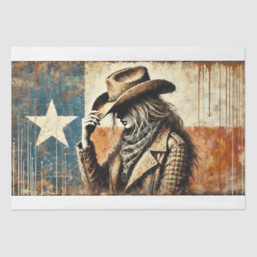 Texas Pride Cowgirl Decoupage Tissuepapier (Voorkant)