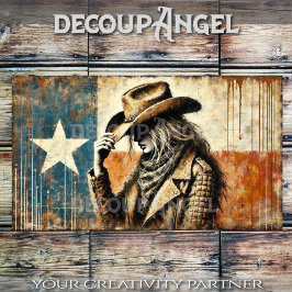 Texas Pride Cowgirl Decoupage Tissuepapier