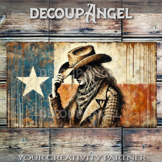 Texas Pride Cowgirl Decoupage Tissuepapier