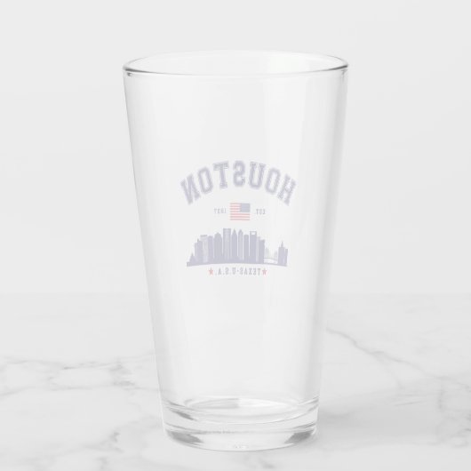 Texas Pride: Houston Modern Skyline Glas (Achterkant)