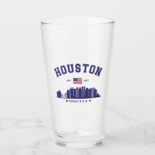 Texas Pride: Houston Modern Skyline Glas (Voorkant)