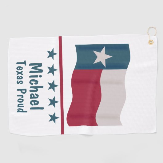 Texas Proud Lange ster Vlag Naam Gepersonaliseerd Golfhanddoek (Horizontaal)